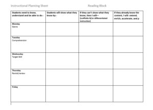 Instructional Planning Sheet blank